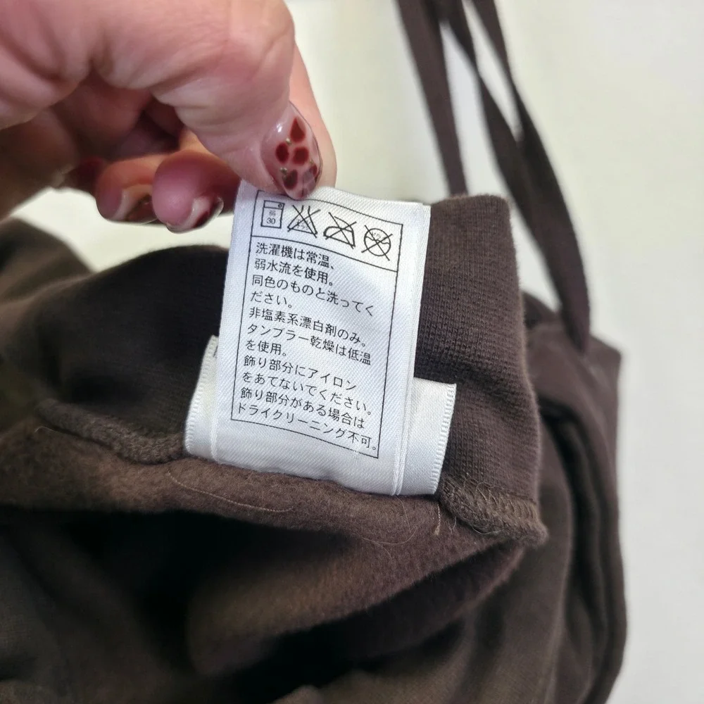 Mickey Mouse Drawstring Backpack Brown Walt‎ Disney Fleece Lined Cartoon Vintage